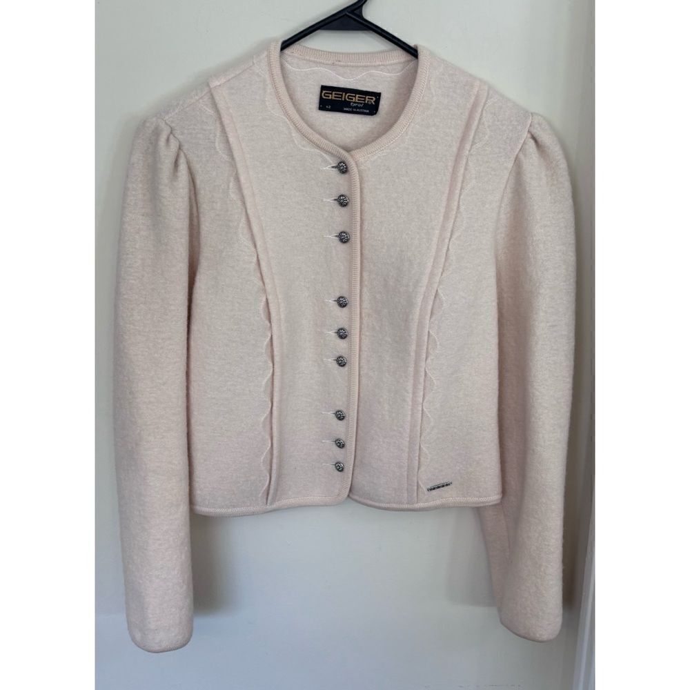 Vintage Geiger Ecru Wool Cardigan in Size 42